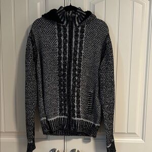 Men's Black and Gray Zip-Up Sweater